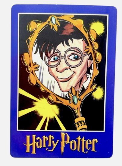 Harry Potter “Magic Will Happen” vending card: Harry’s face in an ornate gold mirror