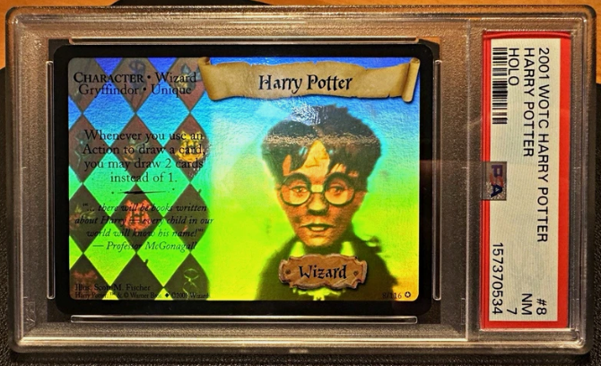 WOTC Harry Potter TCG holo card #8, PSA graded NM 7, front